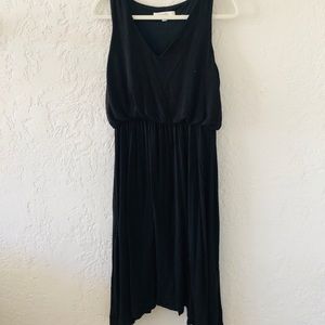 LOFT Black Cotton Midi Dress M